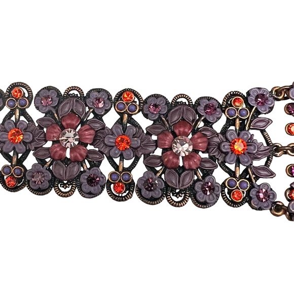 MX PURPLE AND PINK FLORAL BRACELET W CHERUB CLASP - Picture 11 of 16